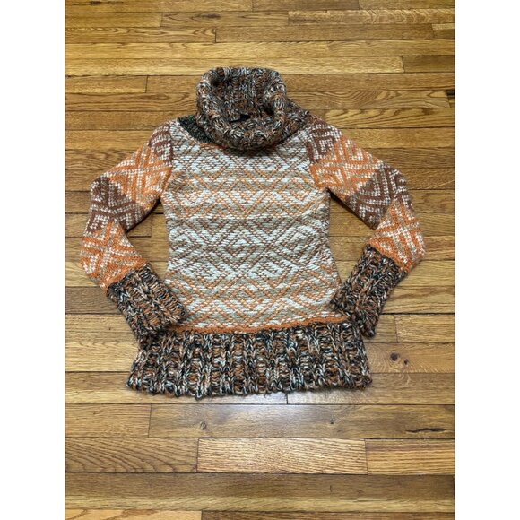 Desigual Womens Sweater Size Medium Orange Wool Mohair Cowl Neck Pullover - Picture 1 of 7